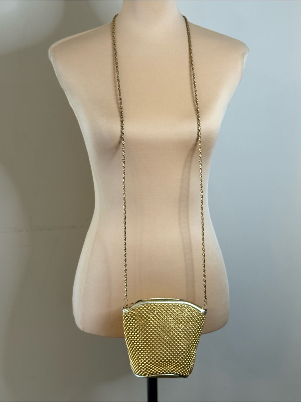 Gold beaded formal mini shoulder bag special occasions FLAW